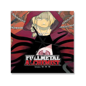 Edward Elric Fullmetal Alchemist Custom Wall Clock Square Silent Scaleless Wooden Black Pointers