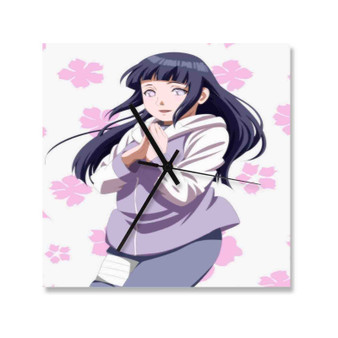 Hinata Hyuga Naruto Custom Wall Clock Square Silent Scaleless Wooden Black Pointers