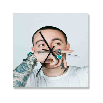 Mac Miller Custom Wall Clock Square Silent Scaleless Wooden Black Pointers