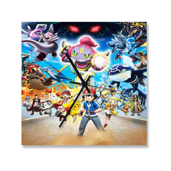 Pok mon the Movie Hoopa and the Clash of Ages Custom Wall Clock Square Silent Scaleless Wooden Black Pointers