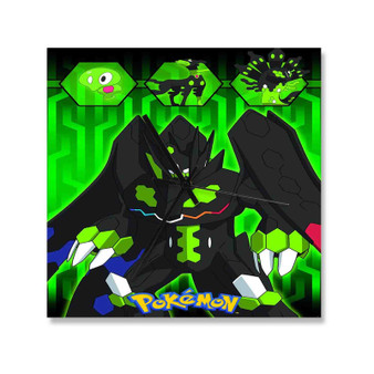 Pok mon Zygarde Custom Wall Clock Square Silent Scaleless Wooden Black Pointers