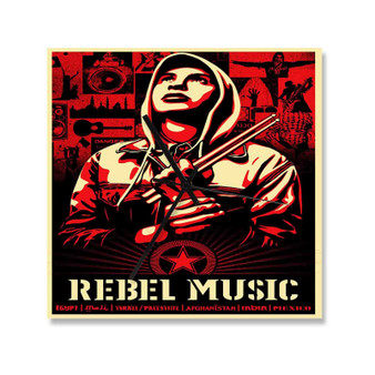 Rebel Music Obey Custom Wall Clock Square Silent Scaleless Wooden Black Pointers