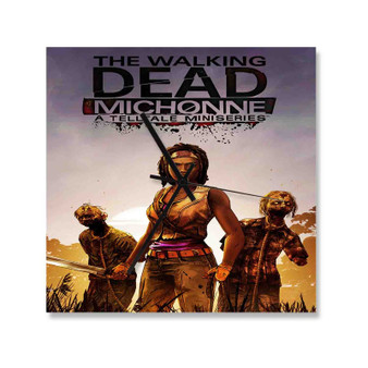 The Walking Dead Michonne Custom Wall Clock Square Silent Scaleless Wooden Black Pointers