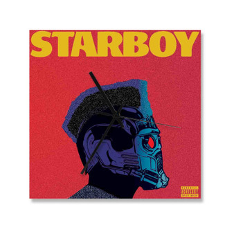 The Weeknd Starboy Custom Wall Clock Square Silent Scaleless Wooden Black Pointers