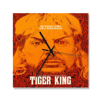 Tiger King Custom Wall Clock Square Silent Scaleless Wooden Black Pointers