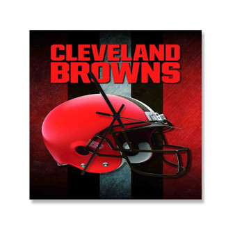 Cleveland Browns NFL Custom Wall Clock Square Silent Scaleless Wooden Black Pointers