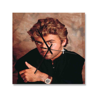 George Michael Custom Wall Clock Square Silent Scaleless Wooden Black Pointers