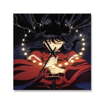 InuYasha Custom Wall Clock Square Silent Scaleless Wooden Black Pointers