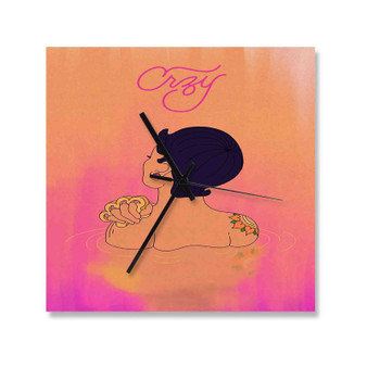 Kehlani Crzy Custom Wall Clock Square Silent Scaleless Wooden Black Pointers