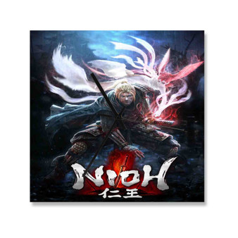 Nioh Custom Wall Clock Square Silent Scaleless Wooden Black Pointers