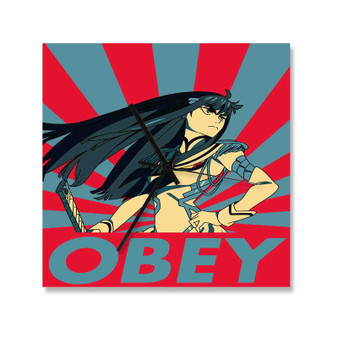 Satsuki Kiryuin Obey Custom Wall Clock Square Silent Scaleless Wooden Black Pointers