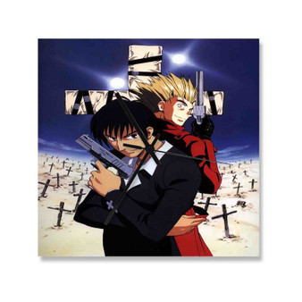 Trigun Anime Series Custom Wall Clock Square Silent Scaleless Wooden Black Pointers