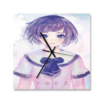 VOEZ Custom Wall Clock Square Silent Scaleless Wooden Black Pointers