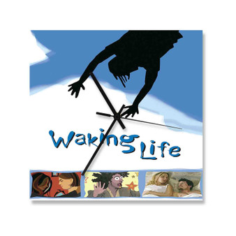Waking Life Custom Wall Clock Square Silent Scaleless Wooden Black Pointers