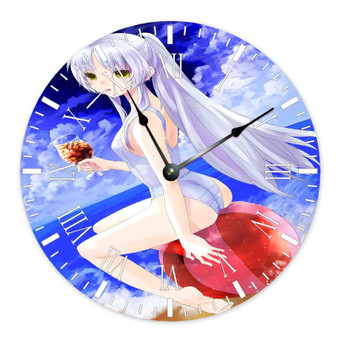 Angel Beats Kanade Tachibana Tenshi Custom Wall Clock Wooden Round Non-ticking