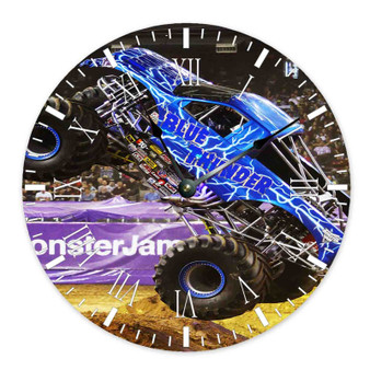 Blue Thunder Monster Jam Custom Wall Clock Wooden Round Non-ticking