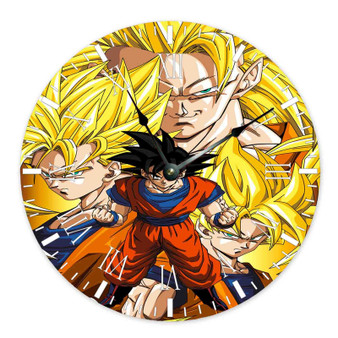 Goku Super Saiyan Transformation Dragon Ball Custom Wall Clock Wooden Round Non-ticking