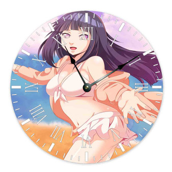 Hinata Hyuga Naruto Shippuden Custom Wall Clock Wooden Round Non-ticking