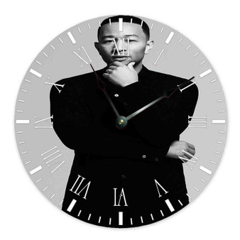 John Legend Custom Wall Clock Wooden Round Non-ticking