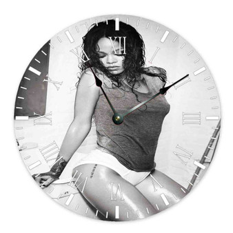 Rihanna Arts Custom Wall Clock Wooden Round Non-ticking