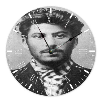 Young Stalin Joseph Custom Wall Clock Wooden Round Non-ticking