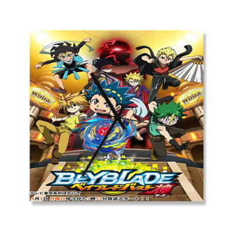 Beyblade Burst God Custom Wall Clock Wooden Square Silent Scaleless Black Pointers