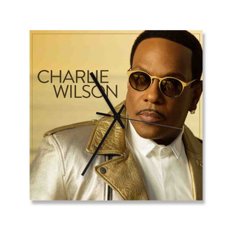 Charlie Wilson Custom Wall Clock Wooden Square Silent Scaleless Black Pointers