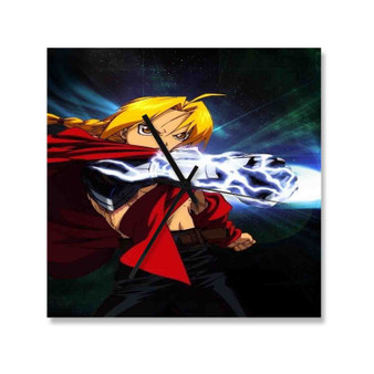 Edward Elric Fullmetal Alchemist Arts Custom Wall Clock Wooden Square Silent Scaleless Black Pointers