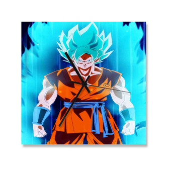 Goku Super Saiyan Blue Dragon Ball Super Best Custom Wall Clock Wooden Square Silent Scaleless Black Pointers