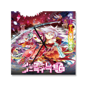 No Game No Life Arts Custom Wall Clock Wooden Square Silent Scaleless Black Pointers