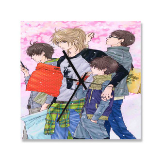 Super Lovers Custom Wall Clock Wooden Square Silent Scaleless Black Pointers