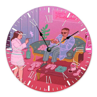 Dear Annie Rejjie Snow Wall Clock Round Non-ticking Wooden