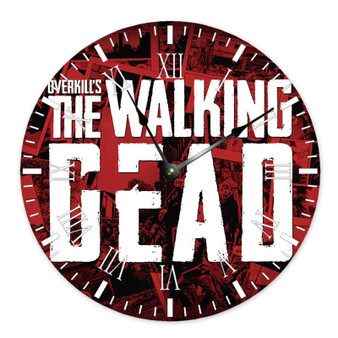 Overkill s The Walking Dead Wall Clock Round Non-ticking Wooden