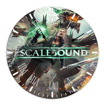 Scalebound Ink Wall Clock Round Non-ticking Wooden