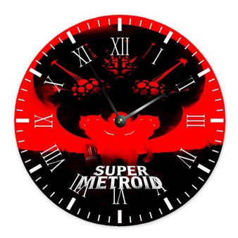 Super Metroid Wall Clock Round Non-ticking Wooden