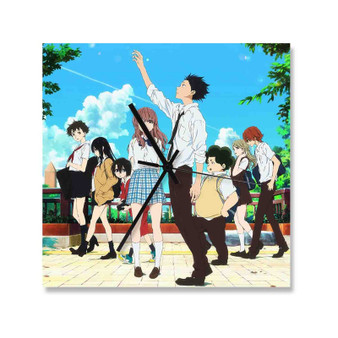 A Silent Voice Wall Clock Square Wooden Silent Scaleless Black Pointers