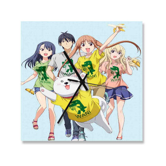 Aho Girl Wall Clock Square Wooden Silent Scaleless Black Pointers