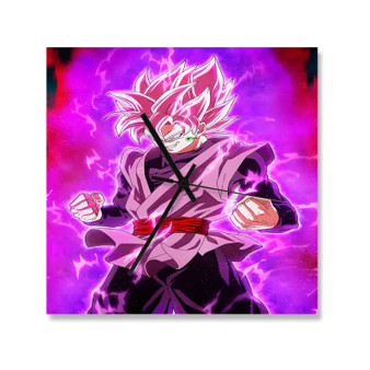 Black Super Saiyan Rose Wall Clock Square Wooden Silent Scaleless Black Pointers