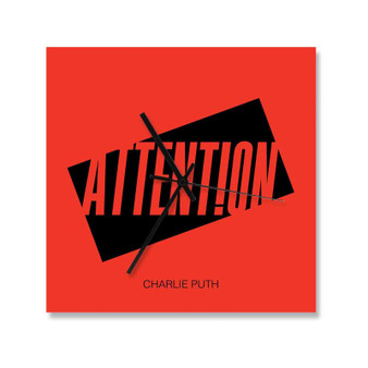 Charlie Puth Attention Wall Clock Square Wooden Silent Scaleless Black Pointers