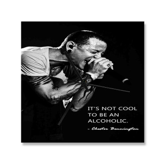 Chester Bennington Quotes Wall Clock Square Wooden Silent Scaleless Black Pointers