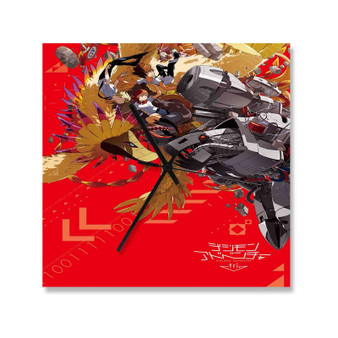 Digimon Adventure tri Wall Clock Square Wooden Silent Scaleless Black Pointers