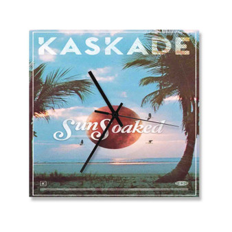Kaskade Sun Soaked Wall Clock Square Wooden Silent Scaleless Black Pointers