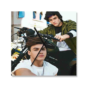 The Dolan Twins Wall Clock Square Wooden Silent Scaleless Black Pointers