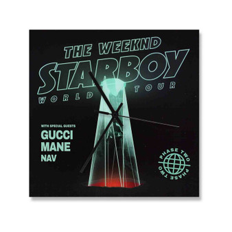 The Weeknd Starboy Legend of the Fall 2017 World Tour Wall Clock Square Wooden Silent Scaleless Black Pointers