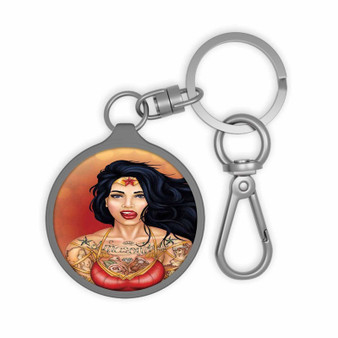 Punk Wonder Woman Keyring Tag Keychain Acrylic With TPU Cover