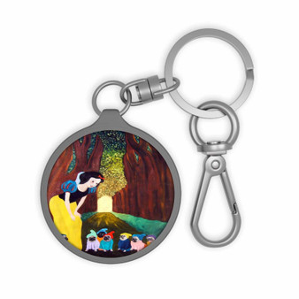 Snow White and Pug Dog Keyring Tag Keychain Acrylic With TPU Cover