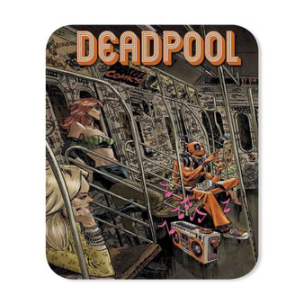 Deadpool on Train Mouse Pad Gaming Rubber Backing