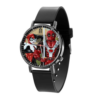 American Gothic Harley Quinn and Deadpool Quartz Watch Black Plastic With Gift Box