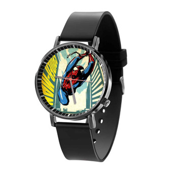 Comic Spiderman Quartz Watch Black Plastic With Gift Box