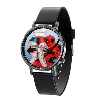 Deadpool and Sexy Harley Quinn Quartz Watch Black Plastic With Gift Box